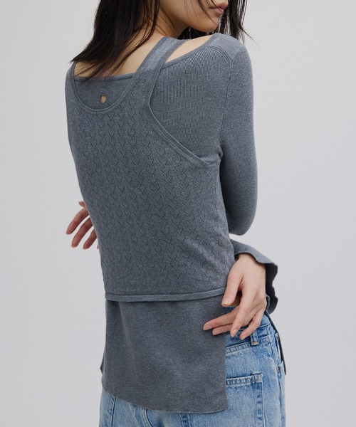 Ameri（アメリ）の「HEART TANK KNIT SET TOP（Tシャツ/カットソー・レディース・ホワイト/オレンジ/グレー・FREE）」の19枚目の写真