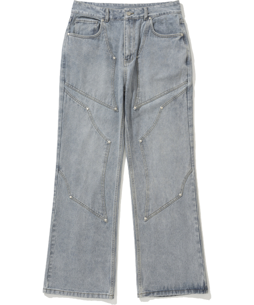 NOT4NERD(ノットフォーナード)の「Stud 4 Knee Flare Fit Denim Pants - Light Blue(デニムパンツ・レディース・その他・MEDIUM/LARGE/X-LARGE)」の2枚目の写真