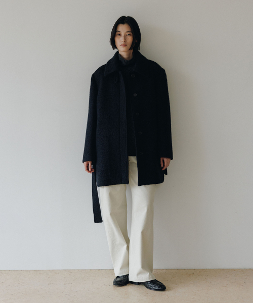 BLANKROOM HER(ブランクルームウーマン)の「ヘアリーベルトハーフコート_DEEP NAVY(チェスターコート・レディース・その他・0/1)」の3枚目の写真