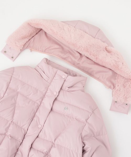 mezzo piano Junior（メゾピアノジュニア）の「【撥水】暖かファーフーディリサイクルダウンブルゾン（ダウンジャケット/コート・キッズ・ピンク/ブラック/アイボリー・L:160cm/S:140cm/M:150cm）」の18枚目の写真