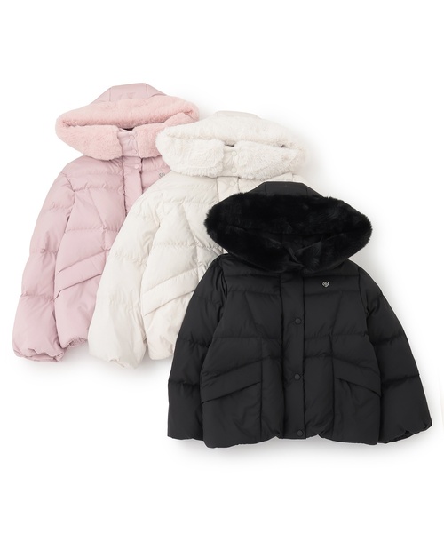 mezzo piano Junior（メゾピアノジュニア）の「【撥水】暖かファーフーディリサイクルダウンブルゾン（ダウンジャケット/コート・キッズ・ピンク/ブラック/アイボリー・L:160cm/S:140cm/M:150cm）」の9枚目の写真