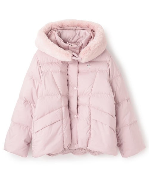 mezzo piano Junior（メゾピアノジュニア）の「【撥水】暖かファーフーディリサイクルダウンブルゾン（ダウンジャケット/コート・キッズ・ピンク/ブラック/アイボリー・L:160cm/S:140cm/M:150cm）」の7枚目の写真