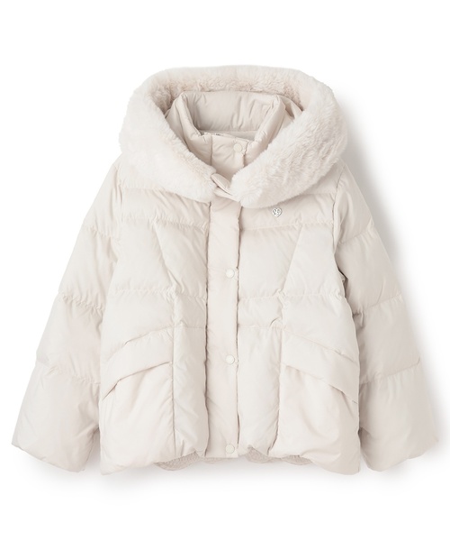 mezzo piano Junior（メゾピアノジュニア）の「【撥水】暖かファーフーディリサイクルダウンブルゾン（ダウンジャケット/コート・キッズ・ピンク/ブラック/アイボリー・L:160cm/S:140cm/M:150cm）」の6枚目の写真