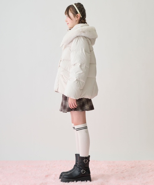 mezzo piano Junior（メゾピアノジュニア）の「【撥水】暖かファーフーディリサイクルダウンブルゾン（ダウンジャケット/コート・キッズ・ピンク/ブラック/アイボリー・L:160cm/S:140cm/M:150cm）」の21枚目の写真