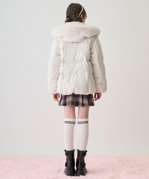 mezzo piano Junior（メゾピアノジュニア）の「【撥水】暖かファーフーディリサイクルダウンブルゾン（ダウンジャケット/コート・キッズ・ピンク/ブラック/アイボリー・L:160cm/S:140cm/M:150cm）」の22枚目の写真