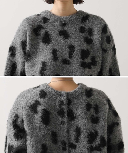 MACHATT 2way ジャガード ニット セーター ドット ブラック ウール セール】レオジャガードクルーネック2WAYニット（ニット/セーター