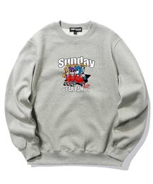 SUNDAY RUNNING BEARS GRAPHIC クルーネック - グレー
