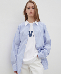Stripe Cotton Relaxed Shirt - Blue/White
