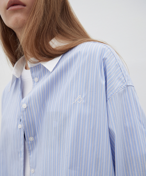 LEVAR（レバー）の「Stripe Cotton Relaxed Shirt - Blue/White（シャツ/ブラウス・レディース・ブルー・FREE）」の3枚目の写真