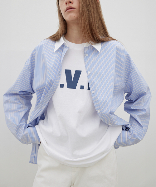 LEVAR（レバー）の「Stripe Cotton Relaxed Shirt - Blue/White（シャツ/ブラウス・レディース・ブルー・FREE）」の4枚目の写真