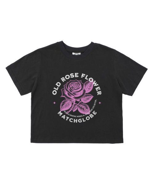 MATCHGLOBE（マッチグローブ）の「ローズサークルクロップティー（ブラック）（Tシャツ/カットソー・レディース・その他・FREE）」の5枚目の写真