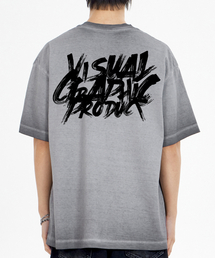 ペイントグラフィティロゴピグメント半袖Tシャツグレー