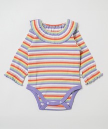 MAKE YOUR DAY（メイクユアデイ）の「フリル衿付き無地とボーダーテレコリブロンパス（ロンパース）」