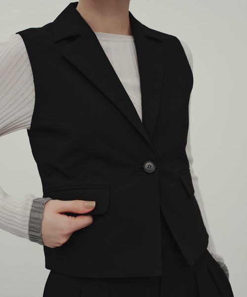 CITY TOKYO（シティトウキョウ）の「Single Lapel Vest/シングルラペルベスト（ベスト・レディース・ブラック/チャコールグレー・FREE）」の4枚目の写真