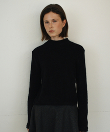 FUR HALF NECK T-SHIRT BLACK