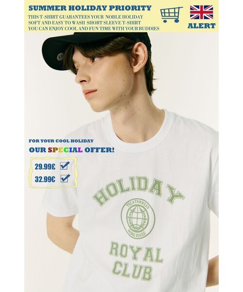 ROYAL CLUB HOLIDAY(ロイヤルクラブホリデー)の「セミオーバーフィットロイヤルキャンパス半袖Tシャツホワイト(Tシャツ/カットソー・メンズ・その他・MEDIUM/LARGE)」の1枚目の写真