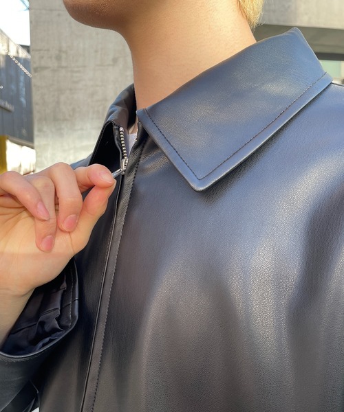 MAISON CLUB(メゾンクラブ)の「【MAISON CLUB】Soft lamb leather like ZIP JACKET ソフトラムレザーライクシングルジャケット エコレザージャケット(ライダースジャケット・メンズ・ブラック・M/L/XL)」の4枚目の写真