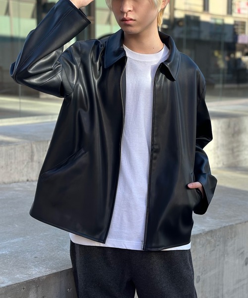 MAISON CLUB(メゾンクラブ)の「【MAISON CLUB】Soft lamb leather like ZIP JACKET ソフトラムレザーライクシングルジャケット エコレザージャケット(ライダースジャケット・メンズ・ブラック・M/L/XL)」の10枚目の写真
