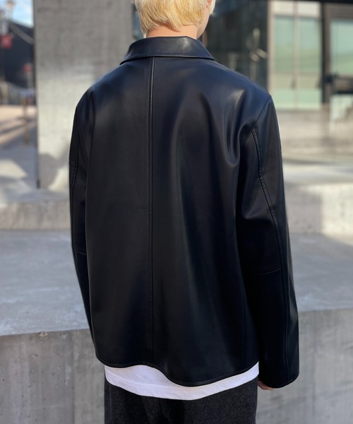 MAISON CLUB(メゾンクラブ)の「【MAISON CLUB】Soft lamb leather like ZIP JACKET ソフトラムレザーライクシングルジャケット エコレザージャケット(ライダースジャケット・メンズ・ブラック・M/L/XL)」の7枚目の写真