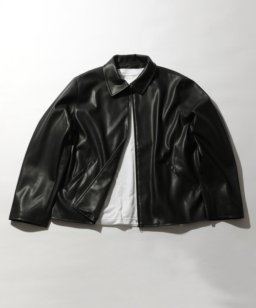 MAISON CLUB(メゾンクラブ)の「【MAISON CLUB】Soft lamb leather like ZIP JACKET ソフトラムレザーライクシングルジャケット エコレザージャケット(ライダースジャケット・メンズ・ブラック・M/L/XL)」の12枚目の写真