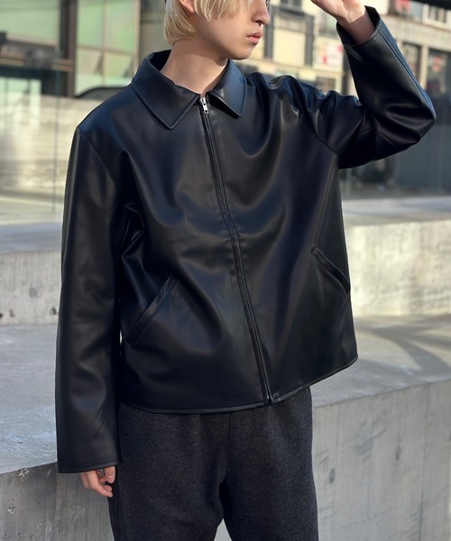 ※12/30で出品〆※7ORDER Lucky's Club ブルゾン受注限定品 セール】【MAISON CLUB】Soft lamb leather like ZIP JACKET ソフト