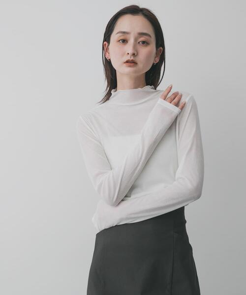 SENSE OF PLACE by URBAN RESEARCH（センスオブプレイスバイアーバンリサーチ）の「シアーハイネックカットトップ（Tシャツ/カットソー・レディース・オフホワイト/ブラック/ピンク・ONE）」の13枚目の写真