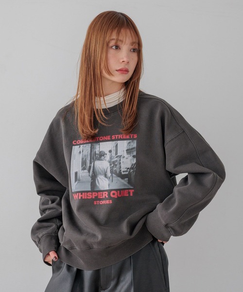 BAYFLOW（ベイフロー）の「[冬もあったか]ピグメントロゴ裏起毛スウェット（スウェット・レディース・オフホワイト/ブルー/チャコール/イエロー・MEDIUM/SMALL）」の13枚目の写真