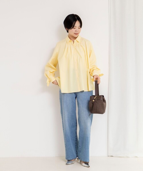 NOLLEY’S（ノーリーズ）の「ウォッシャブル袖リボン付きボリュームシャツ（シャツ/ブラウス・レディース・サックスブルー/イエロー/ホワイト・38）」の4枚目の写真