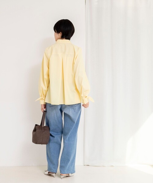 NOLLEY’S（ノーリーズ）の「ウォッシャブル袖リボン付きボリュームシャツ（シャツ/ブラウス・レディース・サックスブルー/イエロー/ホワイト・38）」の6枚目の写真