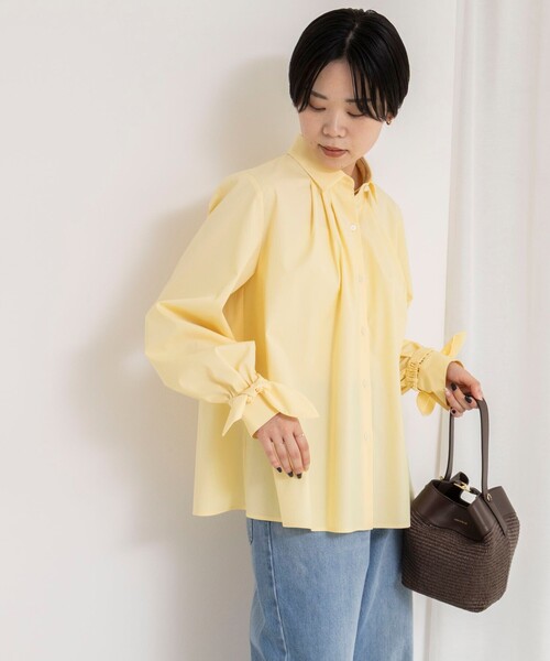 NOLLEY’S（ノーリーズ）の「ウォッシャブル袖リボン付きボリュームシャツ（シャツ/ブラウス・レディース・サックスブルー/イエロー/ホワイト・38）」の8枚目の写真