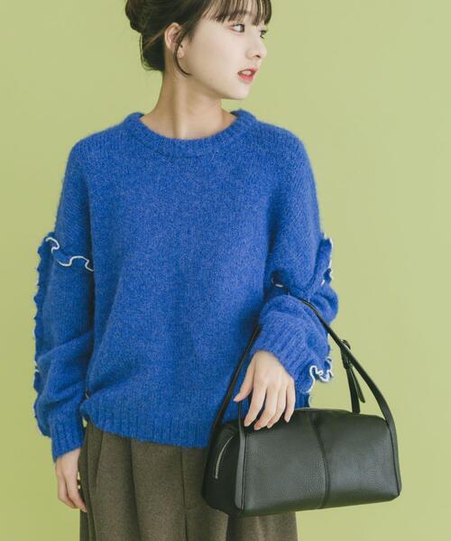 ITEMS URBANRESEARCH（アイテムズ アーバンリサーチ）の「フリルメローニット（ニット/セーター・レディース・グレー/オフホワイト/ブルー・FREE）」の5枚目の写真
