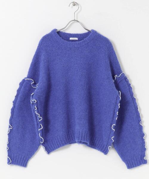 ITEMS URBANRESEARCH（アイテムズ アーバンリサーチ）の「フリルメローニット（ニット/セーター・レディース・グレー/オフホワイト/ブルー・FREE）」の9枚目の写真