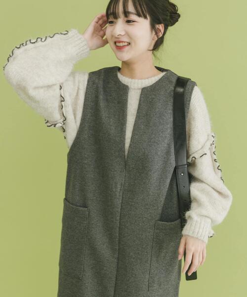 ITEMS URBANRESEARCH（アイテムズ アーバンリサーチ）の「フリルメローニット（ニット/セーター・レディース・グレー/オフホワイト/ブルー・FREE）」の13枚目の写真