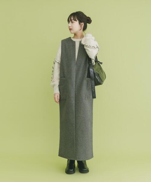 ITEMS URBANRESEARCH（アイテムズ アーバンリサーチ）の「フリルメローニット（ニット/セーター・レディース・グレー/オフホワイト/ブルー・FREE）」の15枚目の写真