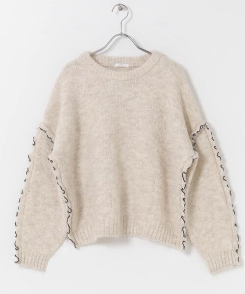 ITEMS URBANRESEARCH（アイテムズ アーバンリサーチ）の「フリルメローニット（ニット/セーター・レディース・グレー/オフホワイト/ブルー・FREE）」の17枚目の写真