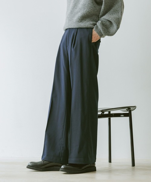 RAGEBLUE（レイジブルー）の「TRW Tuck Semi Wide Slacks/タックセミワイドスラックス【セットアップ対応】（スラックス・メンズ・ブラック系その他/ベージュ/ネイビー・SMALL/MEDIUM/LARGE）」の3枚目の写真