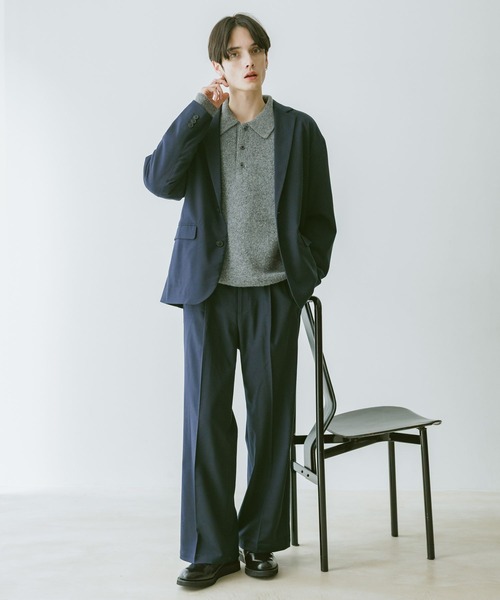 RAGEBLUE（レイジブルー）の「TRW Tuck Semi Wide Slacks/タックセミワイドスラックス【セットアップ対応】（スラックス・メンズ・ブラック系その他/ベージュ/ネイビー・SMALL/MEDIUM/LARGE）」の18枚目の写真