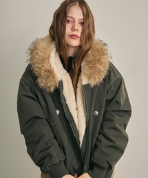 Clum（クルム）の「ファーフードフライトジャケット（ミリタリージャケット）」