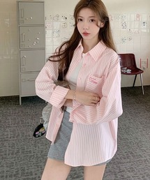 VIBGYOR Women | 【Mayree】刺繍入り ストライプ 長袖 シャツ(シャツ/ブラウス)