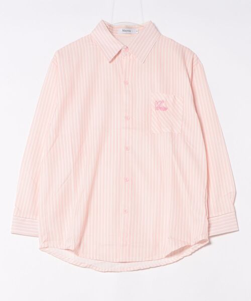 VIBGYOR Women（ヴィブジョー　ウィメン）の「【Mayree】刺繍入り ストライプ 長袖 シャツ（シャツ/ブラウス・レディース・ピンク・MEDIUM/LARGE）」の4枚目の写真