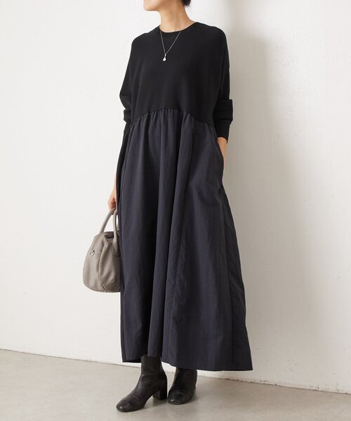 BEARDSLEY(ビアズリー)の「ニットコンビワンピース(ワンピース・レディース・ブラック/ネイビー・1/0)」の3枚目の写真