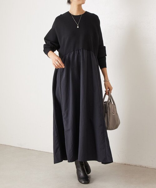 BEARDSLEY(ビアズリー)の「ニットコンビワンピース(ワンピース・レディース・ブラック/ネイビー・1/0)」の7枚目の写真