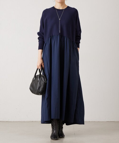 BEARDSLEY(ビアズリー)の「ニットコンビワンピース(ワンピース・レディース・ブラック/ネイビー・1/0)」の13枚目の写真