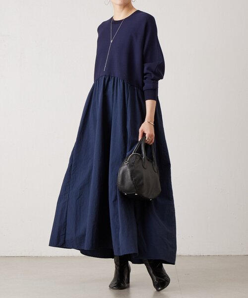 BEARDSLEY(ビアズリー)の「ニットコンビワンピース(ワンピース・レディース・ブラック/ネイビー・1/0)」の14枚目の写真