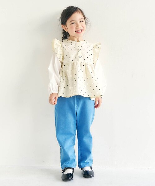 apres les cours(アプレレクール)の「フリルベストドッキングトップス_ジュニア対応(シャツ/ブラウス・キッズ・チャコール/アイボリー・80/90/100/110/120/130/140)」の4枚目の写真