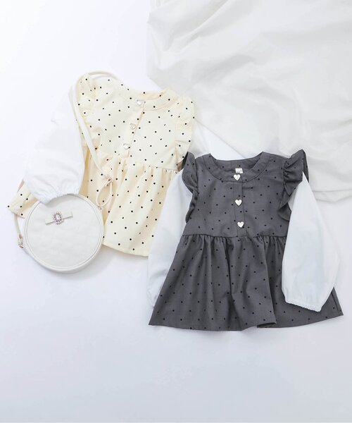 apres les cours(アプレレクール)の「フリルベストドッキングトップス_ジュニア対応(シャツ/ブラウス・キッズ・チャコール/アイボリー・80/90/100/110/120/130/140)」の7枚目の写真