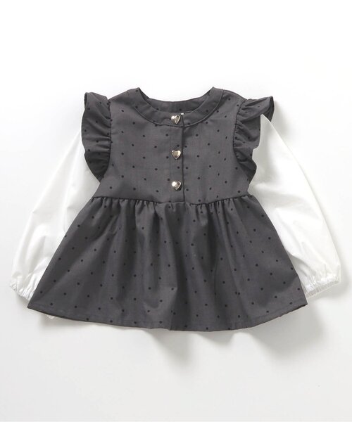 apres les cours(アプレレクール)の「フリルベストドッキングトップス_ジュニア対応(シャツ/ブラウス・キッズ・チャコール/アイボリー・80/90/100/110/120/130/140)」の9枚目の写真