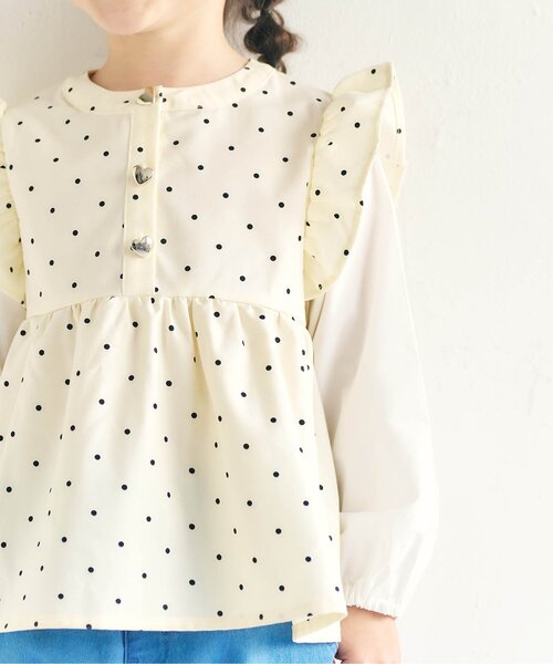 apres les cours(アプレレクール)の「フリルベストドッキングトップス_ジュニア対応(シャツ/ブラウス・キッズ・チャコール/アイボリー・80/90/100/110/120/130/140)」の12枚目の写真