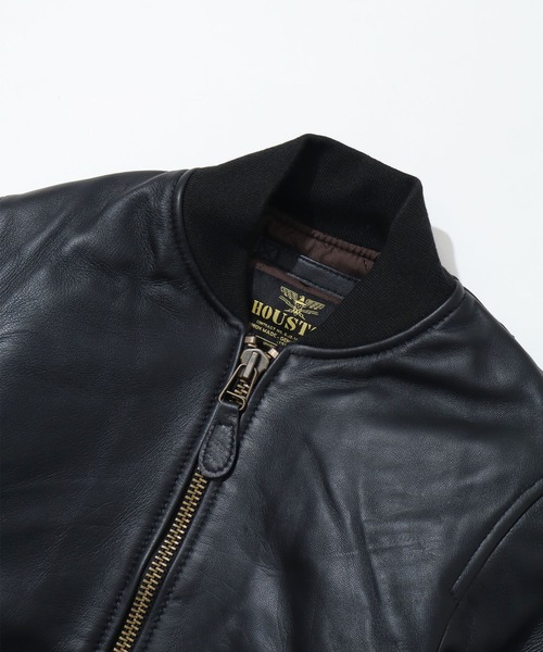 HOUSTON(ヒューストン)の「【HOUSTON/ヒューストン】SHEEP LEATHER MA-1 FLIGHT JACKET/シープレザーMA-1(MA-1・メンズ・ブラック/ブラウン・M/L/XL)」の5枚目の写真