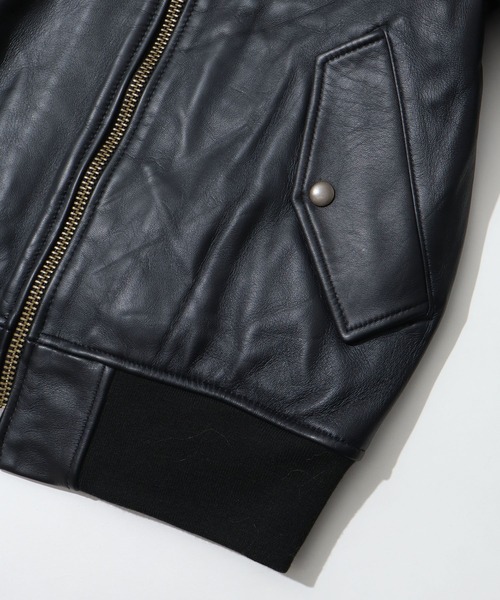 HOUSTON(ヒューストン)の「【HOUSTON/ヒューストン】SHEEP LEATHER MA-1 FLIGHT JACKET/シープレザーMA-1(MA-1・メンズ・ブラック/ブラウン・M/L/XL)」の10枚目の写真